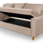 Sofa Living Com Bau Multiuso 3 Lugares Suede Pes Em Madeira