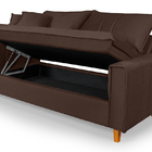 Sofa Living Com Bau Multiuso 3 Lugares Suede Pes Em Madeira