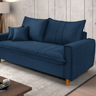 Sofa Living Com Bau Multiuso 3 Lugares Suede Pes Em Madeira