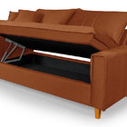 Sofa Living Com Bau Multiuso 3 Lugares Suede Pes Em Madeira