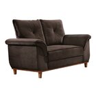 Sofá Living Fixo 2 Lugares 154cm Veludo Santos Dumont  Marrom