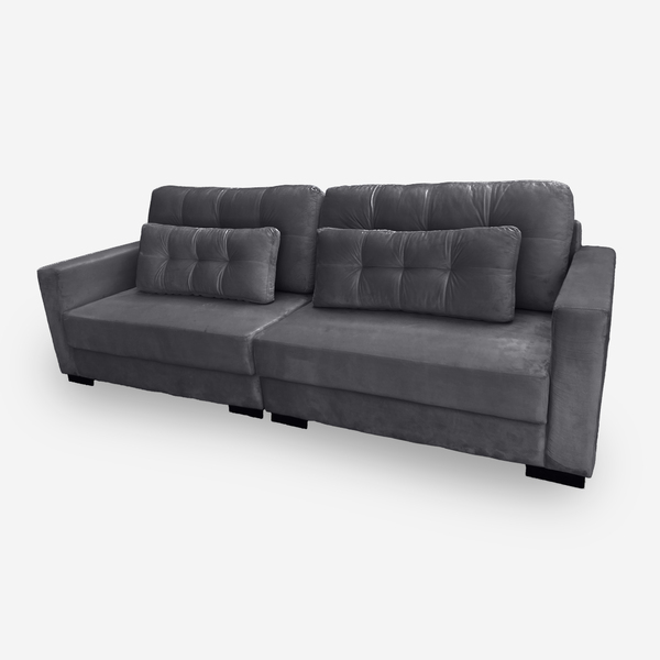 Sofá Living Idea 3 Lugares 2,00 Metros Veludo - 10 Cinza Graf