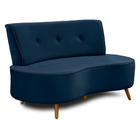 Sofá Living Ipirá 160 Cm Veludo Azul Marinho Pés Palito Casta