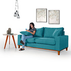 Sofa Living Istambul 3 Lugares Tecido Suede Azul-turquesa