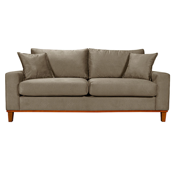 Sofa Living Istambul 3 Lugares Tecido Suede Bege