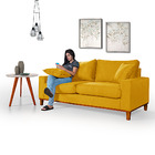 Sofa Living Istambul 3 Lugares Tecido Suede Mostarda