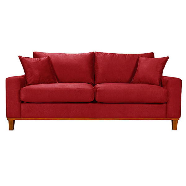Sofa Living Istambul 3 Lugares Tecido Suede Vermelho