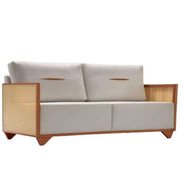 Sofá Living Milão 4 Lugares Linho Marfim 2,26m