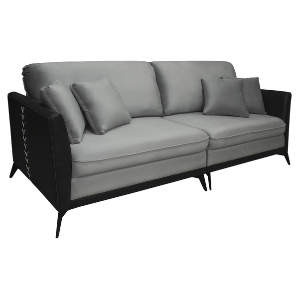 Sofá Living Mondaí 2 Lugares 182 Cm Veludo Cinza Pés De Ferro