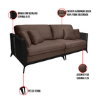 Sofá Living Mondaí 3 Lugares 222 Cm Veludo Marrom Pés De Ferr