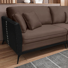 Sofá Living Mondaí 3 Lugares 222 Cm Veludo Marrom Pés De Ferr