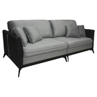 Sofá Living Mondaí 4 Lugares 262 Cm Veludo Cinza Pés De Ferro