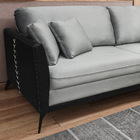 Sofá Living Mondaí 4 Lugares 262 Cm Veludo Cinza Pés De Ferro