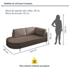 Sofá Living Orgânico 2 Lugares 165cm Base De Ferro Braço Dire