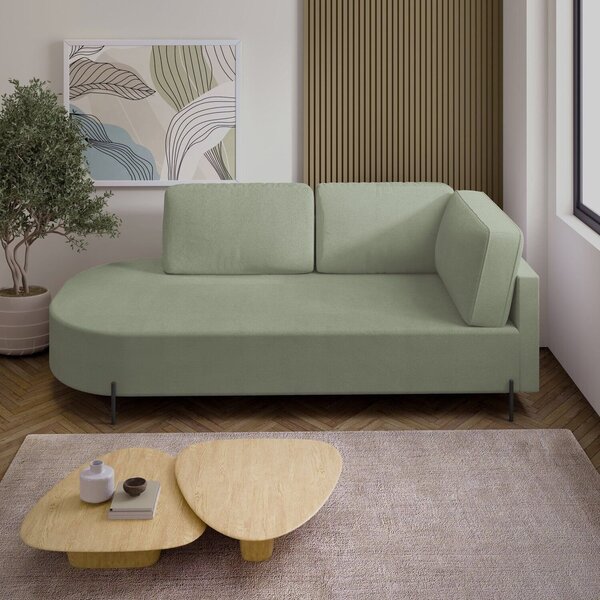 Sofá Living Orgânico 2 Lugares 165cm Base De Ferro Braço Dire