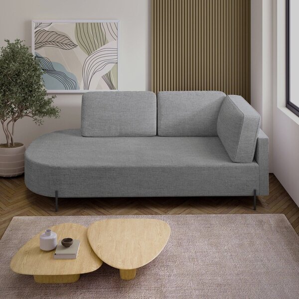 Sofá Living Orgânico 2 Lugares 165cm Base De Ferro Braço Dire