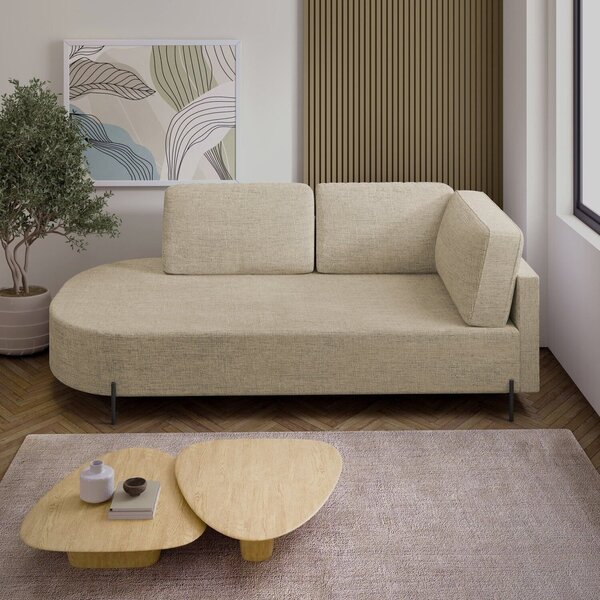 Sofá Living Orgânico 2 Lugares 165cm Base De Ferro Braço Dire