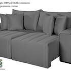 Sofá Living Retrátil Com Molas 230 Cm Veludo Veneza Cinza Chu