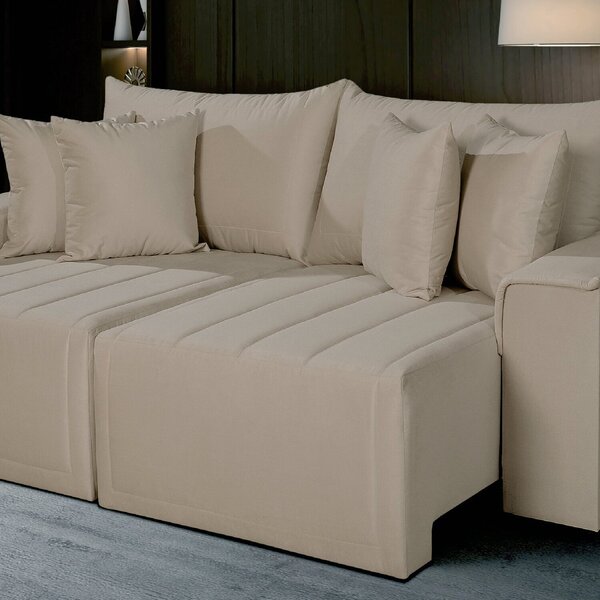 Sofá Living Retrátil Com Molas Veneza 2.30 Mts Bege Marfim