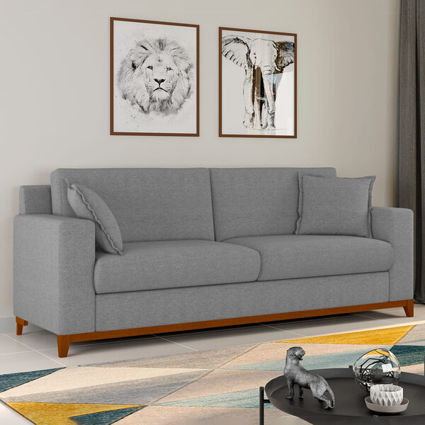 Sofá Living Sala Pequena 220cm 4 Lugares Slim Espuma D30 Pés