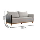 Sofá Living Santorini 2 Lugares Linho Cinza Couro Preto 1,36m