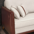 Sofá Living Valença 172 Cm Corino Vermelho Com Linho Bege Pés