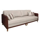 Sofá Living Valença 172 Cm Corino Vermelho Com Linho Bege Pés