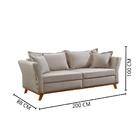 Sofá Living Versace 4 Lugares Linho Bege Claro 2m