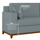 Sofá Living Vintage 3 Lugares 200cm Em Boucle Slim Azul Bebê