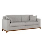 Sofá Living Vintage 3 Lugares 200cm Em Boucle Slim Cinza Claro