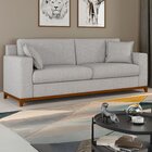 Sofá Living Vintage 3 Lugares 200cm Em Boucle Slim Cinza Claro