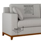 Sofá Living Vintage 3 Lugares 200cm Em Boucle Slim Cinza Claro