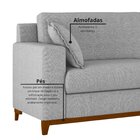 Sofá Living Vintage 3 Lugares 200cm Em Linho Slim Cinza Claro