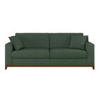 Sofá Living Vintage 3 Lugares 200cm Em Linho Slim Eucalipto