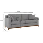 Sofá Living Vintage 3 Lugares 200cm Em Linho Slim Inox