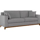 Sofá Living Vintage 3 Lugares 200cm Em Linho Slim Inox