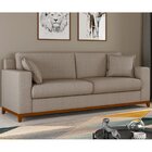 Sofá Living Vintage 3 Lugares 220cm Em Boucle Slim Avelã