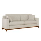 Sofá Living Vintage 3 Lugares 220cm Em Boucle Slim Bege