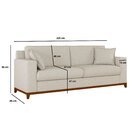 Sofá Living Vintage 3 Lugares 220cm Em Boucle Slim Bege