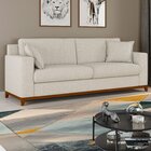 Sofá Living Vintage 3 Lugares 220cm Em Boucle Slim Bege