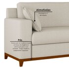 Sofá Living Vintage 3 Lugares 220cm Em Boucle Slim Bege