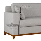 Sofá Living Vintage 3 Lugares 220cm Em Boucle Slim Cinza Claro