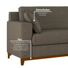 Sofá Living Vintage 3 Lugares 220cm Em Linho Slim Avelã