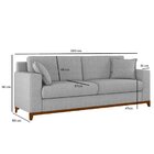 Sofá Living Vintage 3 Lugares 220cm Em Linho Slim Cinza Claro