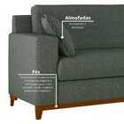 Sofá Living Vintage 3 Lugares 220cm Em Linho Slim Eucalipto