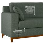 Sofá Living Vintage 3 Lugares 220cm Em Linho Slim Eucalipto