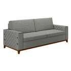 Sofá Living Vintage 3 Lugares 225cm Em Linho Áspen  Cinza