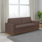 Sofá Living Vintage 3 Lugares 225cm Em Linho Áspen Avelã