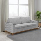 Sofá Living Vintage 3 Lugares 225cm Em Linho Áspen Cinza
