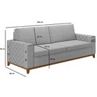 Sofá Living Vintage 3 Lugares 225cm Em Linho Áspen Cinza